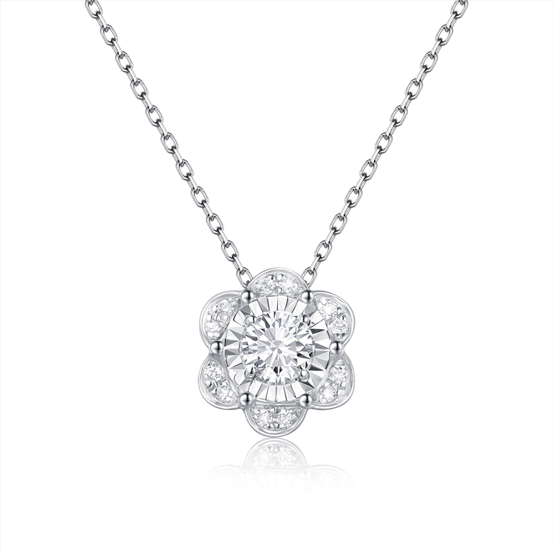 Diamond Jewelry White Gold Colorless DEF Diamond Gemstone Necklace for Woman